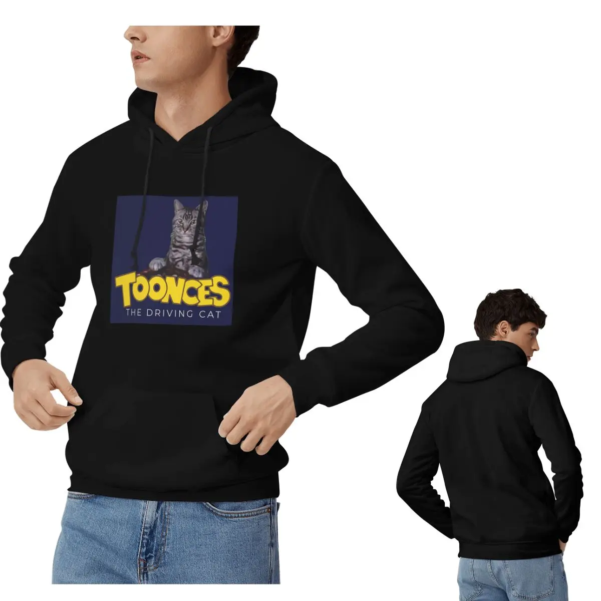 Winter Clothing Drive - Toonces The Driving Cat هوديس الرجال