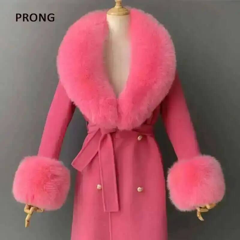 Winter Clothing Design - الفراء الحقيقي طوق والأصفاد مجموعة معطف
